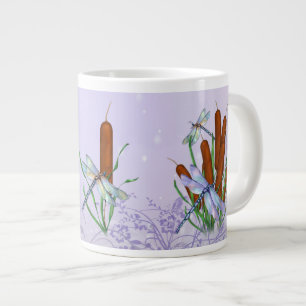 Pastel Dragonflies und Bulrushes Jumbo-Tasse