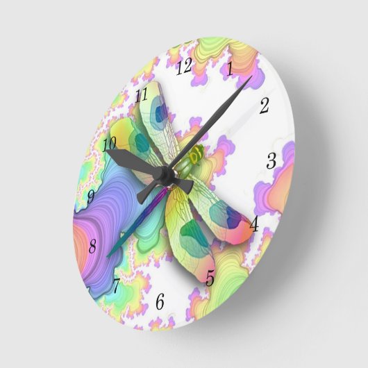 Pastel Dragonfly Clock Runde Wanduhr (Winkel)