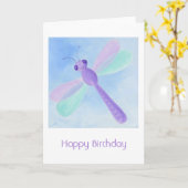 Pastel Dragonfly Geburtstagskarte Karte (Gelbe Blume)