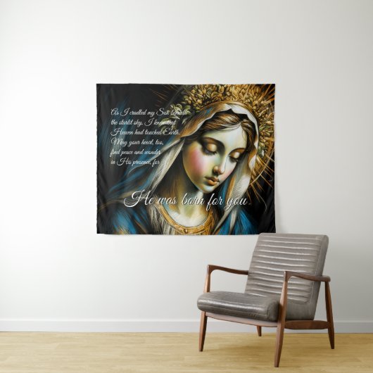 Pastel Drawing Blessed Virgin Mother Message Wandteppich (Beispiel (Horizontal))
