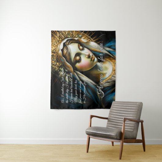 Pastel Drawing Blessed Virgin Mother Message Wandteppich (Beispiel)