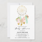 Pastel Dreamcatcher Imitate Gold Foil Kinderdusche Einladung (Vorderseite)