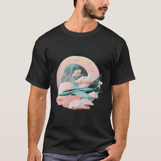 Pastel Dreamcore F18 Super Hornet Fighter Jet T-Shirt (Vorderseite)