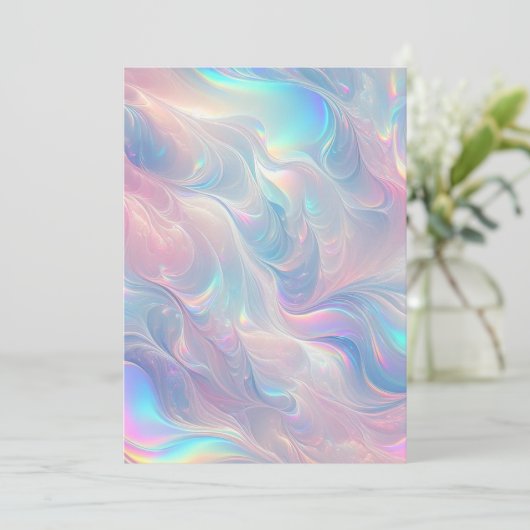 Pastel Dreamscape: Holographic Whirl-Notebook Einladung (Stehend Vorderseite)