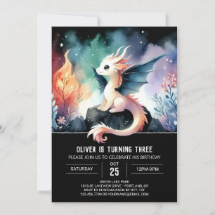 Pastel Dreamy Dragon Birthday Einladung