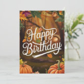 Pastel Dreamy Gemütlicher Herbst glücklich Geburts Karte (Stehend Vorderseite)