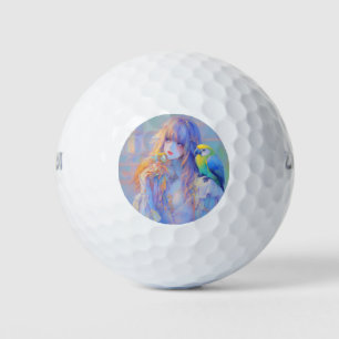 Pastel Dreamy Pet Parrot Pirate Anime Girl Golfball