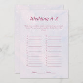 Pastel Dreamy Wedding A-Z Brautparty Game Card Einladung (Vorne/Hinten)