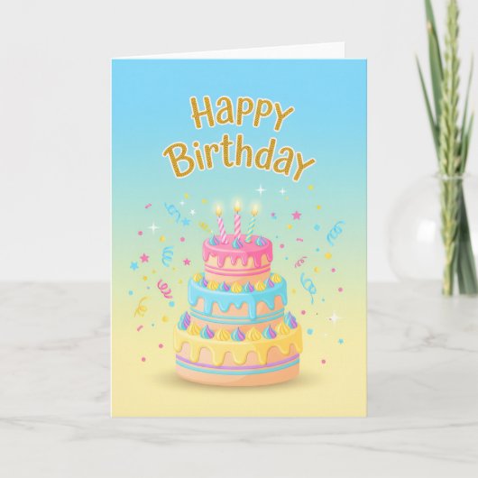 Pastel Drip Cake Birthday Card Karte (Vorderseite)