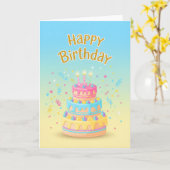 Pastel Drip Cake Birthday Card Karte (Gelbe Blume)