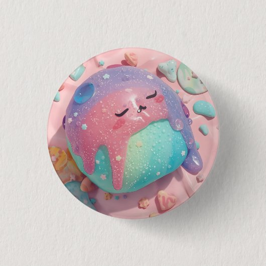 Pastel-Drip-Kawaii-Süßigkeiten-Charakter-Kunst Button (Vorderseite)