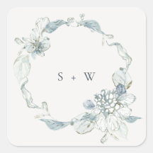 Pastel Dusky Blue Floral Wreath Wedgram