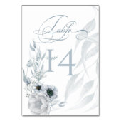 Pastel Dusty Blue Cream Watercolor Floral Tischnummer (Rückseite)