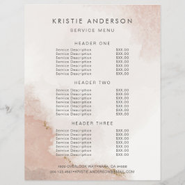 Pastel Dusty Pink & Gold Preise & Dienstleistungen Flyer
