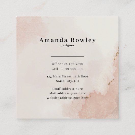 Pastel Dusty Pink QR Code Minimalistisch Chic Quadratische Visitenkarte (Rückseite)