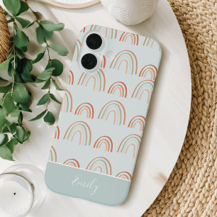 Pastel Earth Tone Boho Regenbogenmuster iPhone 16 Hülle