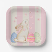Pastel Easter Bunnies, Egg, and Chiks Paper Plates Pappteller (Vorderseite)