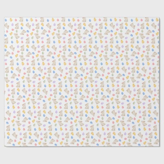 Pastel Easter Bunnies, Eggs, and Chicks Geschenkpapier (Flach)