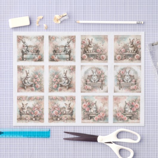 Pastel Easter Bunnies for Shells  Decoupage Seidenpapier (Handwerk)