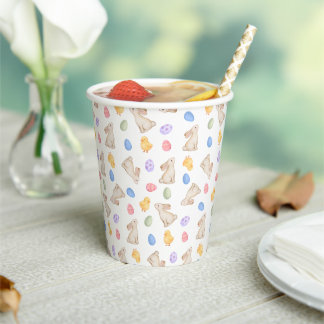 Pastel Easter Bunny & Chick Party Paper Cups Pappbecher