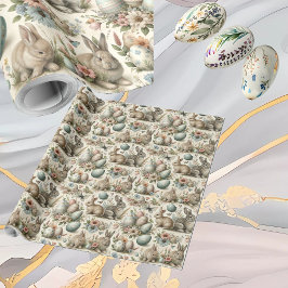 Pastel Easter Bunny Decorative Eggs Spring Floral  Geschenkpapier