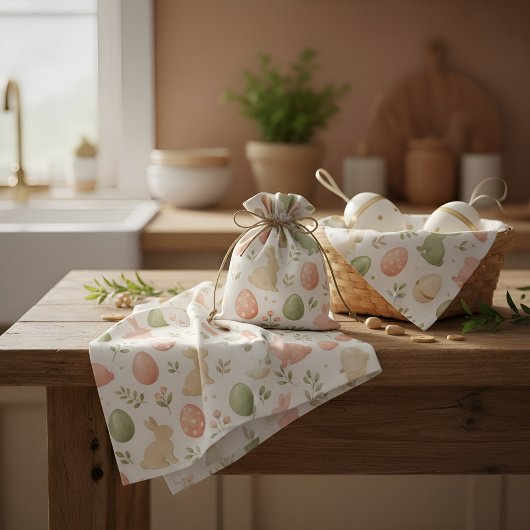 Pastel Easter Bunny Watercolor Pattern Stoff