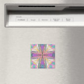 Pastel Easter Cross Artistic Stained Glass Pattern Magnet (In Situ (Geschirrspüler))