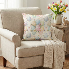 Pastel Easter Egg & Spring Blossom Kissen