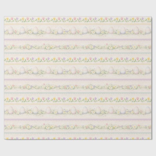 Pastel Easter Egg Stripe – Tulips & Florals Geschenkpapier (Flach)
