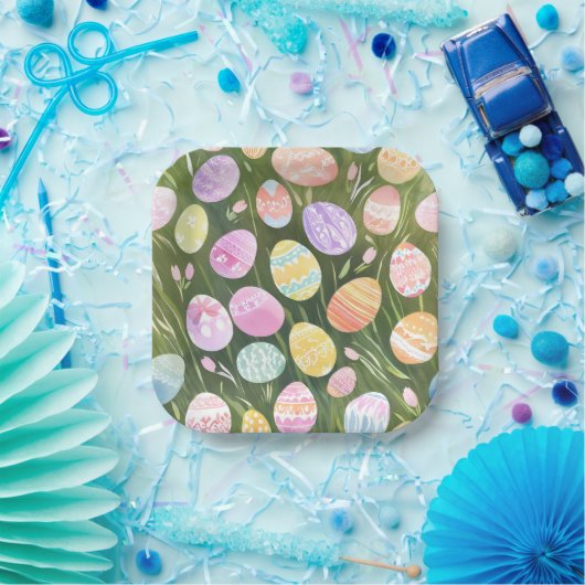 Pastel Easter Eggs | Beautiful Spring Watercolor Pappteller (Party)