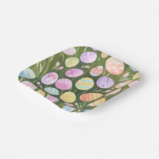 Pastel Easter Eggs | Beautiful Spring Watercolor Pappteller (Gewinkelt)