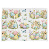 Pastel Easter Eggs & Bunnies Flowers & Butterflies Große Geschenktüte (Rückseite)