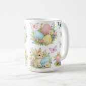 Pastel Easter Eggs & Bunnies Flowers & Butterflies Kaffeetasse (VorderseiteRechts)