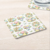 Pastel Easter Eggs & Bunnies Flowers & Butterflies Rechteckiger Pappuntersetzer (angewinkelt)