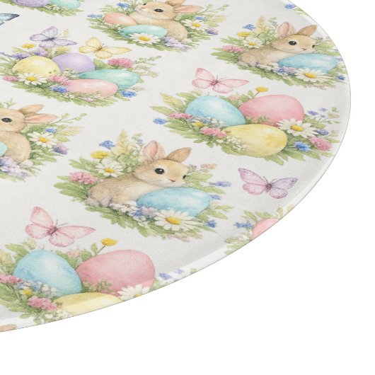 Pastel Easter Eggs & Bunnies Flowers & Butterflies Schneidebrett (Ecke)