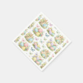 Pastel Easter Eggs & Bunnies Flowers & Butterflies Serviette (Ecke)