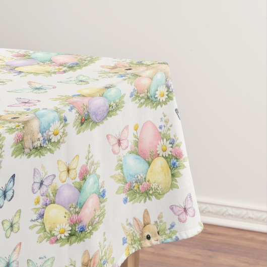 Pastel Easter Eggs & Bunnies Flowers & Butterflies Tischdecke (Beispiel)
