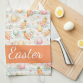 Pastel Easter Eggs & Carrots Watercolor Pattern  Geschirrtuch (Viertel Falte)