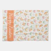 Pastel Easter Eggs & Carrots Watercolor Pattern  Geschirrtuch (Horizontal)