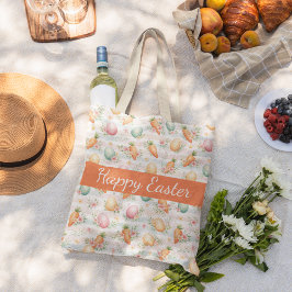 Pastel Easter Eggs & Carrots Watercolor Pattern  Jumbo Stoffbeutel