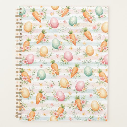 Pastel Easter Eggs & Carrots Watercolor Pattern Planer (Vorderseite)