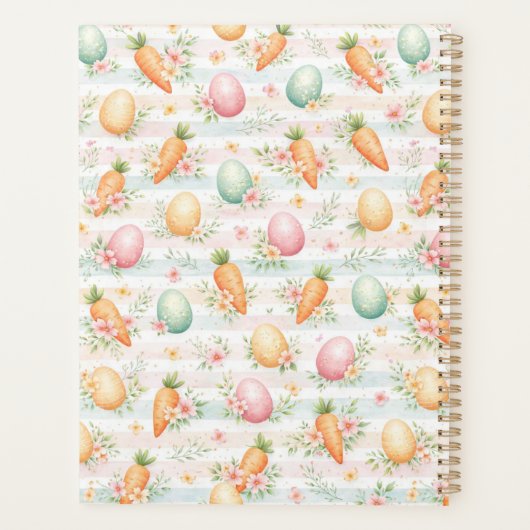 Pastel Easter Eggs & Carrots Watercolor Pattern Planer (Rückseite)