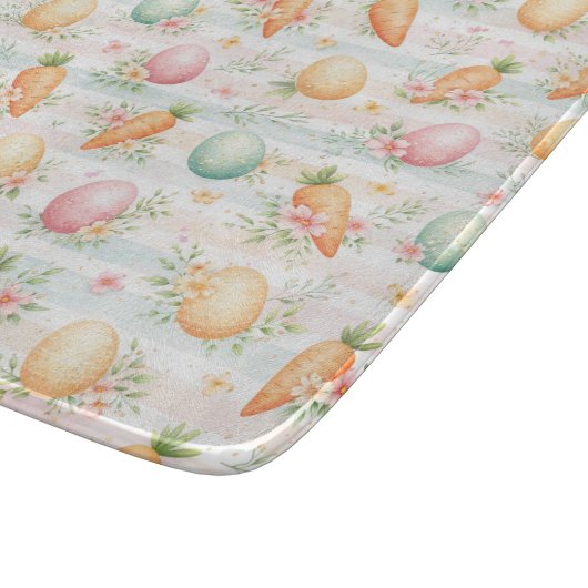 Pastel Easter Eggs & Carrots Watercolor Pattern Schneidebrett (Ecke)