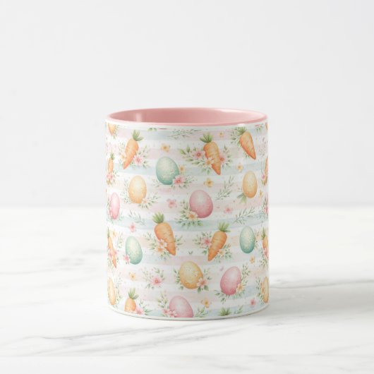 Pastel Easter Eggs & Carrots Watercolor Pattern Tasse (Zentrum)