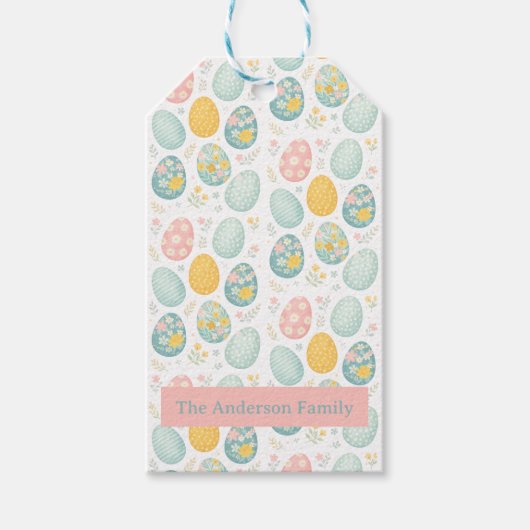 Pastel Easter Eggs Floral Pattern - Cute Spring  Geschenkanhänger (Vorderseite)