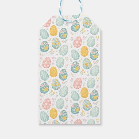 Pastel Easter Eggs Floral Pattern - Cute Spring  Geschenkanhänger (Rückseite)