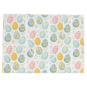 Pastel Easter Eggs Floral Pattern - Cute Spring  Große Geschenktüte (Rückseite)