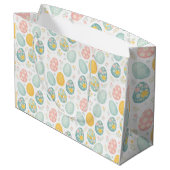 Pastel Easter Eggs Floral Pattern - Cute Spring  Große Geschenktüte (Rückseite Schrägansicht)