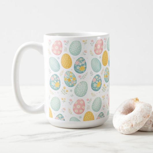 Pastel Easter Eggs Floral Pattern - Cute Spring  Kaffeetasse (Mit Donut)