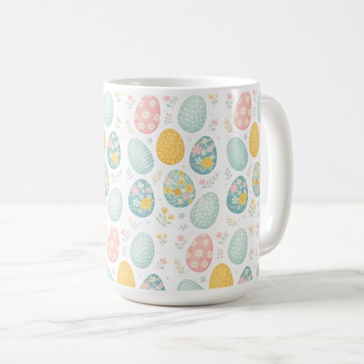 Pastel Easter Eggs Floral Pattern - Cute Spring  Kaffeetasse (VorderseiteRechts)